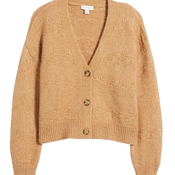 Topshop Sweaters - Topshop Knitted Textured Basket Weave Cardigan in Carmel Size 4-6